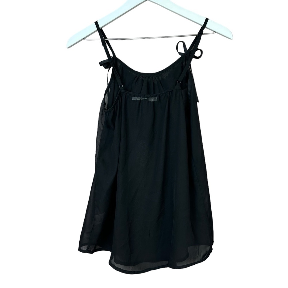 Blue Bird Ruffle Black Tank Top Women Sz S